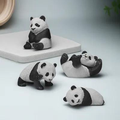 BESTONZON 4Pcs Adorable Panda Decor White Animal Figurines for Desktop Display
