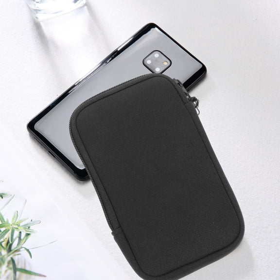 BESTONZON Black Neoprene Cell Phone Sleeve Pouch with Strap Lightweight Phone Protector for Running and Beach
