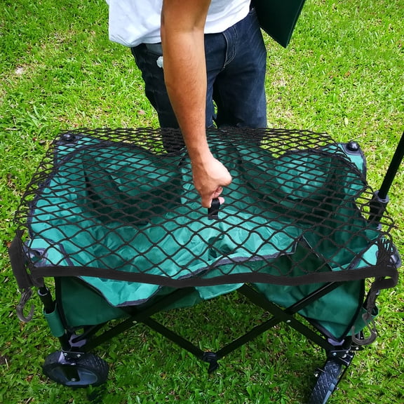 BESTONZON Foldable Wagon Net Black Nylon Elastic Secure Cover for Utility and Beach Cart