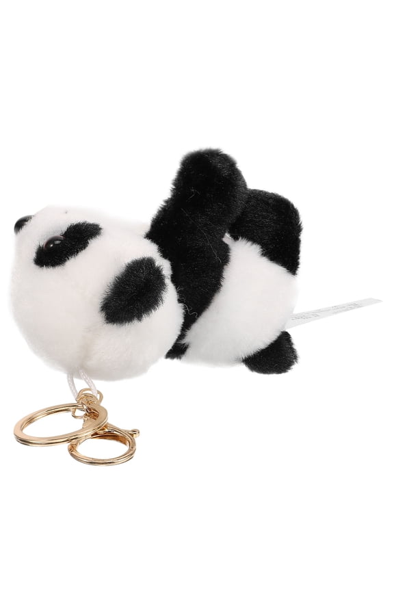 Plush Panda Keychain Black Cute Bag Pendant Decorative Backpack Accessory