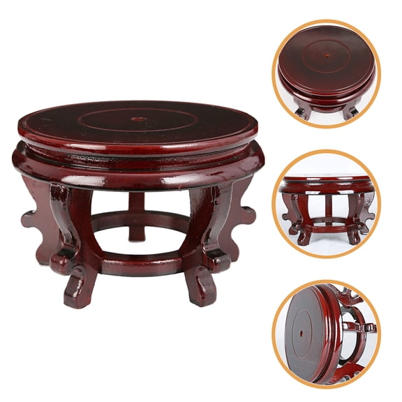 BESTONZON Wood Plant Stool Indoor Dark Red Plant Holder for Home Flower Pot Display