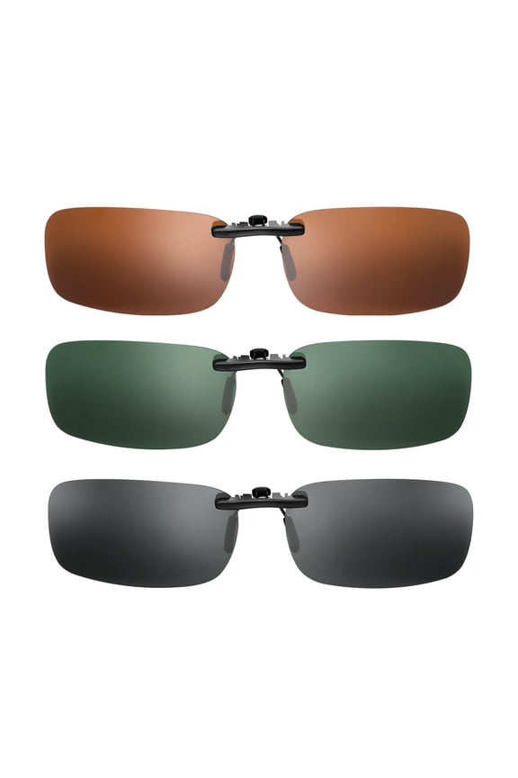 Polarized Clip On Sunglasses 3 Pcs Rimless Flip Up Driving Glasses Sunglasses Clip For Men Women