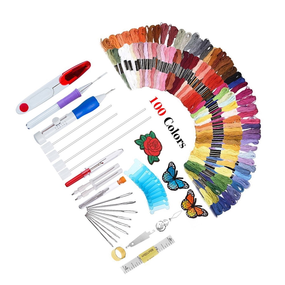 BESTONZON Interchangeable Embroidery Pen Set Craft Tool Assorted Color 136Pcs