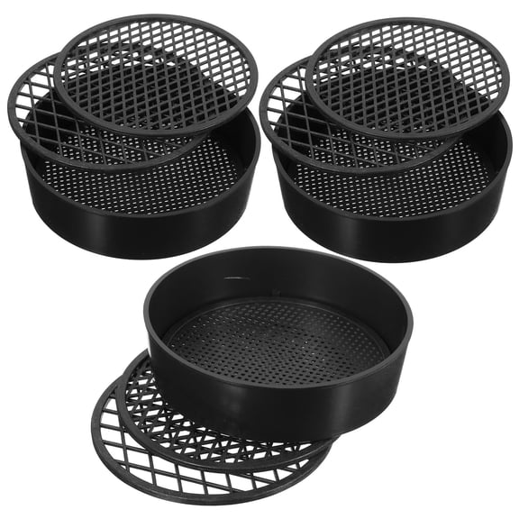 BESTONZON Soil Screen Sifter Set Sifting Pans Black Plastic 3 Sets