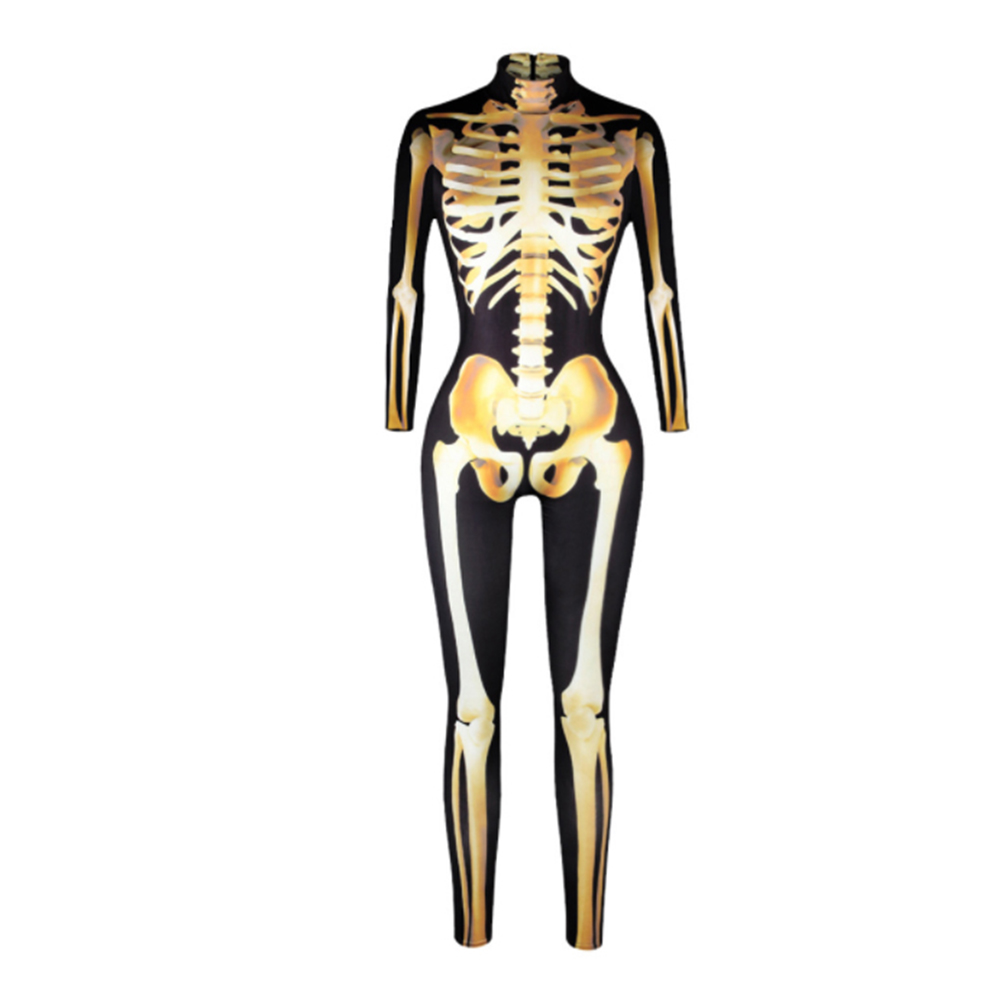 BESTONZON Skeleton Jumpsuit Long Sleeve Bodysuit Costume Scary Skull