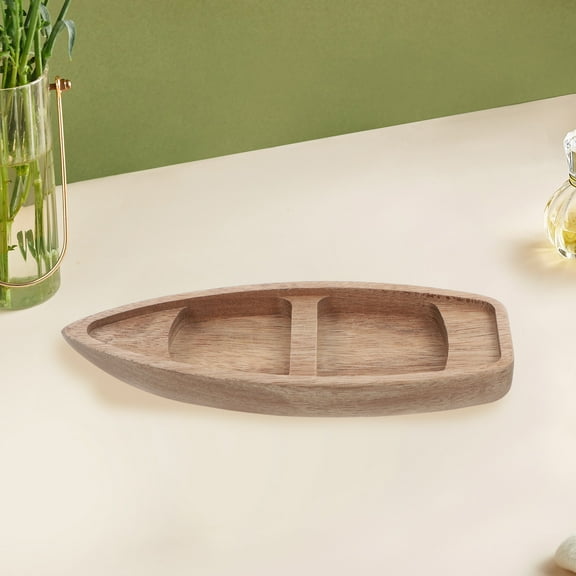 BESTONZON Sushi Boat Serving Tray Wooden Boat Khaki 1Pcs Adults
