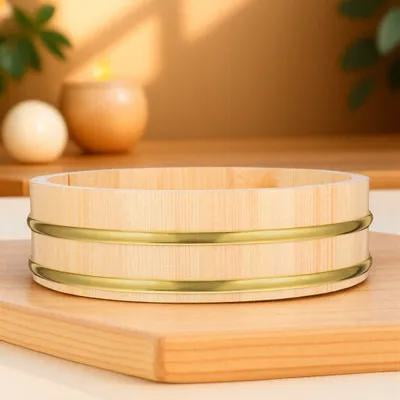 BESTONZON Round Sushi Rice Bucket Wooden Multi-Color for Storage Use in Kitchen