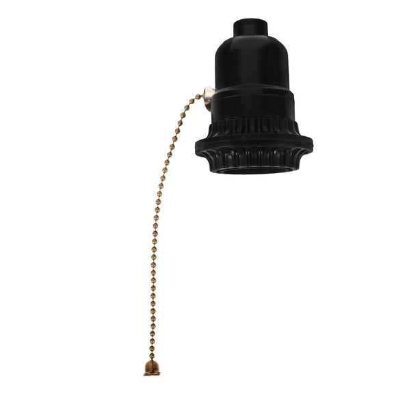 BESTONZON Lamp Socket Pull Chain Lampholder Black 1Set