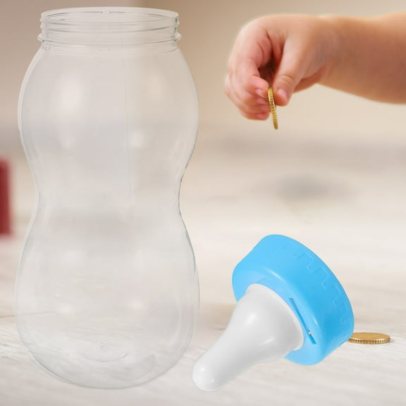 BESTONZON Funny Blue Baby Bottle Bank 11.02 Inch PVC Money Box for Kids, Desk Decor, Birthday Present