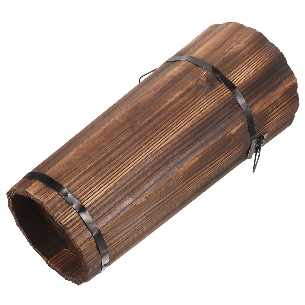 BESTONZON Wooden Umbrella Stand Brown with Cane and Fan Holder for Home Entryway