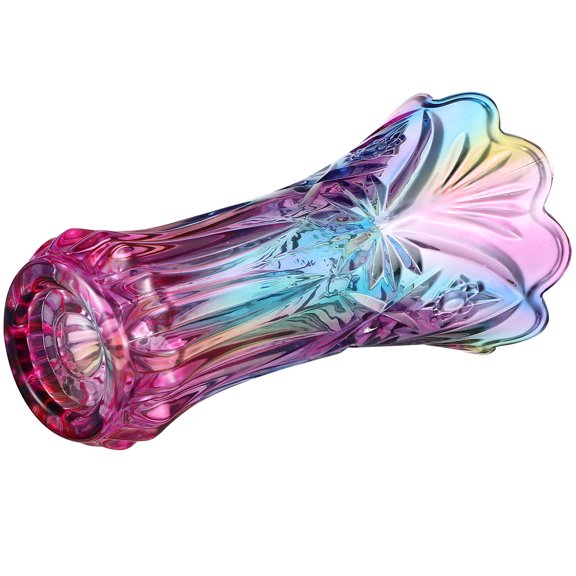 BESTONZON Unique Glass Vase for Flower Decoration Assorted Color Desktop Vase 7 inch