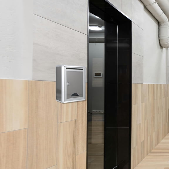 BESTONZON Creative Suggestion Box Grey Aluminium Wall Mountable for Storage