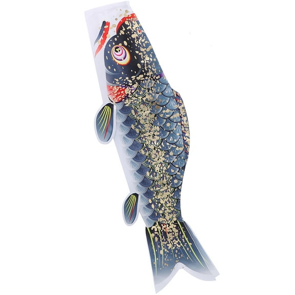 BESTONZON Windsock Streamer Fish Flag Black Silk 1Pcs