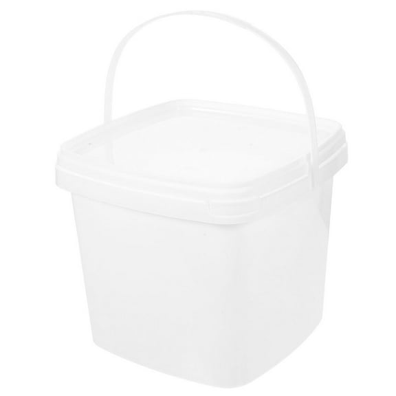 BESTONZON White Plastic Water Bucket with Handle and Lid for Decoration and Storage 2L