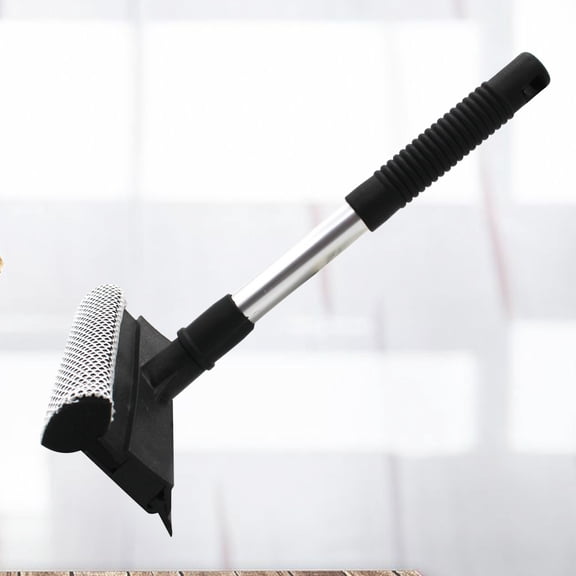BESTONZON Window Glass Cleaning Tool with One Side Brush and One Side Squeegee for Smooth Glass Cleaning Black