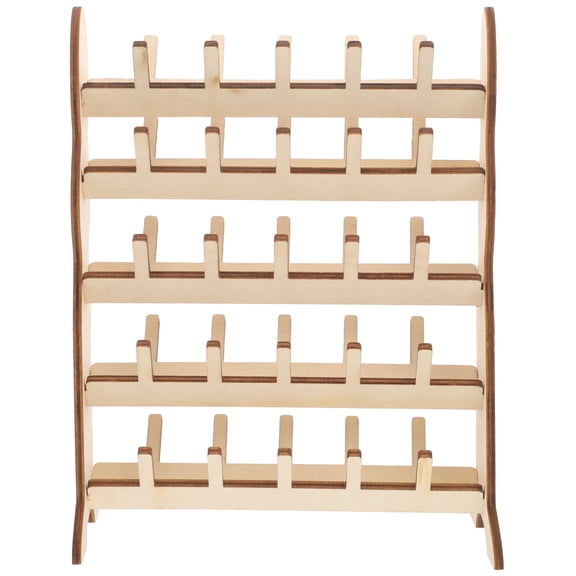 BESTONZON Sewing Thread Rack in Khaki Wood Sturdy Desktop Spool Holder for DIY Sewing and Quilting