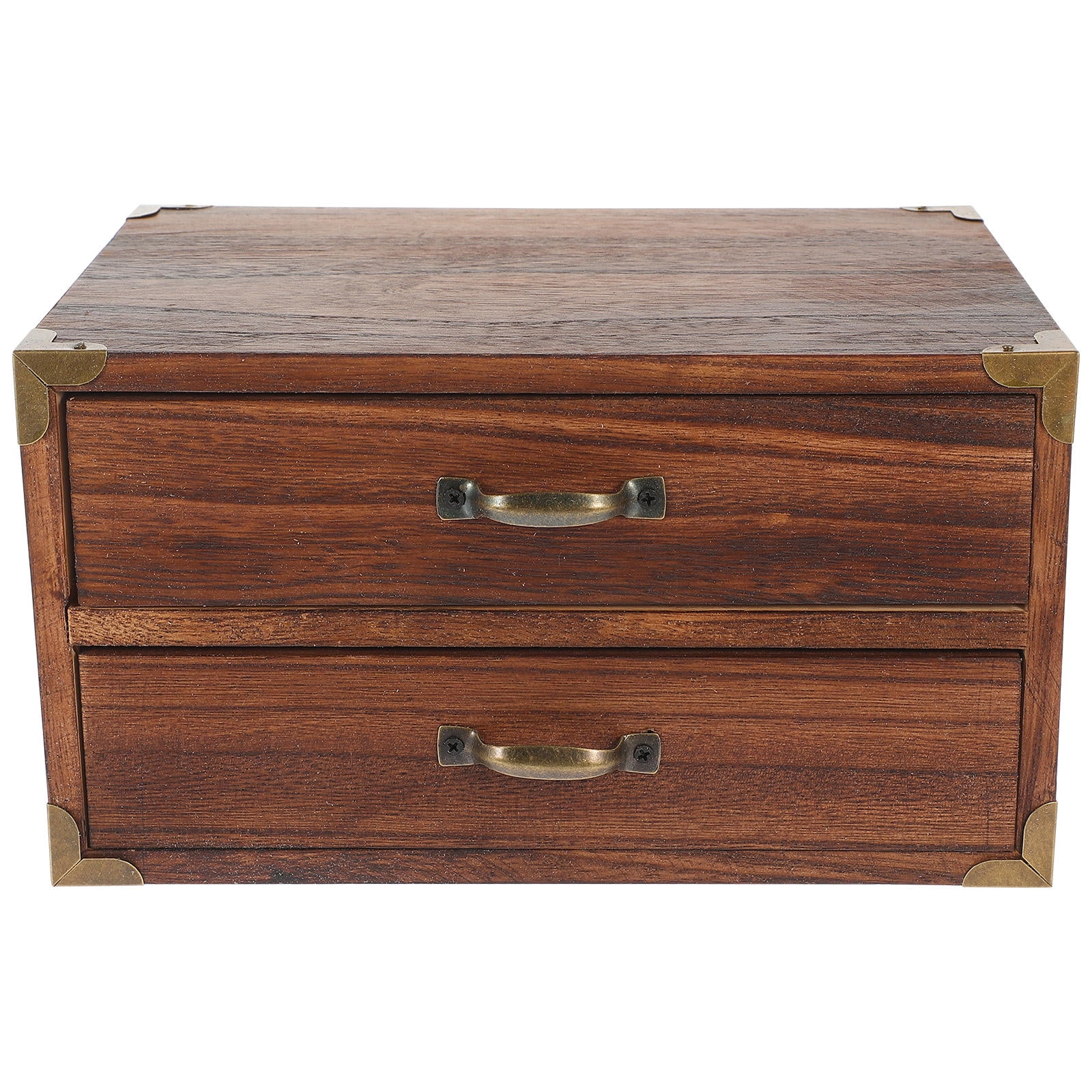 BESTONZON Drawer Type Tabletop Storage Box wood desktop organizer Light Brown 1Set