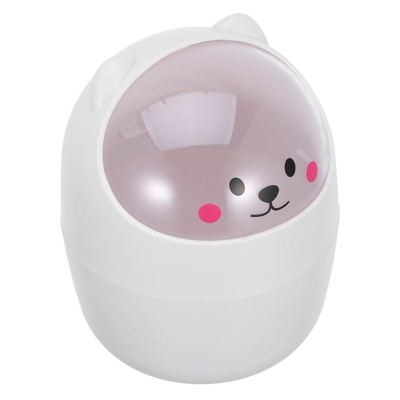 BESTONZON 1 Pc Cute Tiny Trashcan with Shake Lid White PS for Kitchen and Office