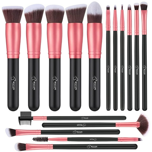 BESTOPE 16pcs makeup brush set foundation, blush and eyeshadow brushes Rose Gold