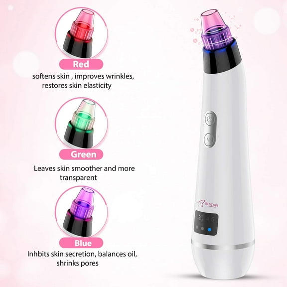 BESTOPE Blackhead Remover Vacuum, Skin Vacuum Pore Cleaner Blackhead Removal Tool Electric Acne Comedone Suction Device with IPL Beauty Lamp 4 Blackhead Extractor Tool for All Facial Skin Treatment