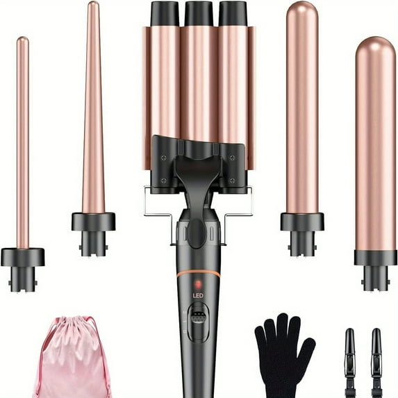 BESTOPE PRO 5 in 1 Curling Wand Set with Ceramic Barrel for Long/Medium Hair 0.35"-1.25" Women Gifts