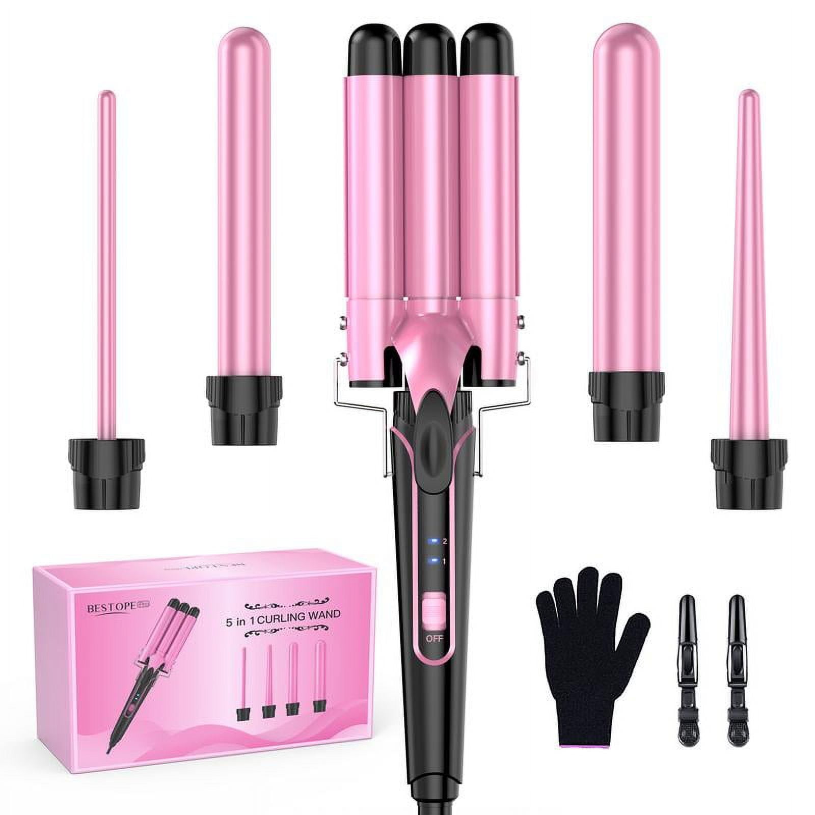 BESTOPE PRO Waver Curling Iron Wand 5 in 1 Curling Wand Set with 3 Barrel Hair Crimper for Women Fast Heating Hair Wand Curler in All Hair Type Walmart