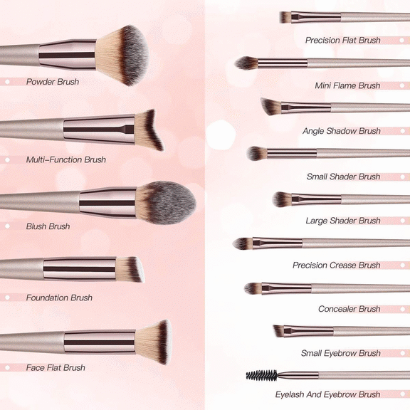 BESTOPE USTAR Makeup Brushes, Conical Handle Professional Premium Synthetic Makeup Brush Set Kit With Case Bag for Blending Foundation Powder Blush Eyeshadow,14 Count