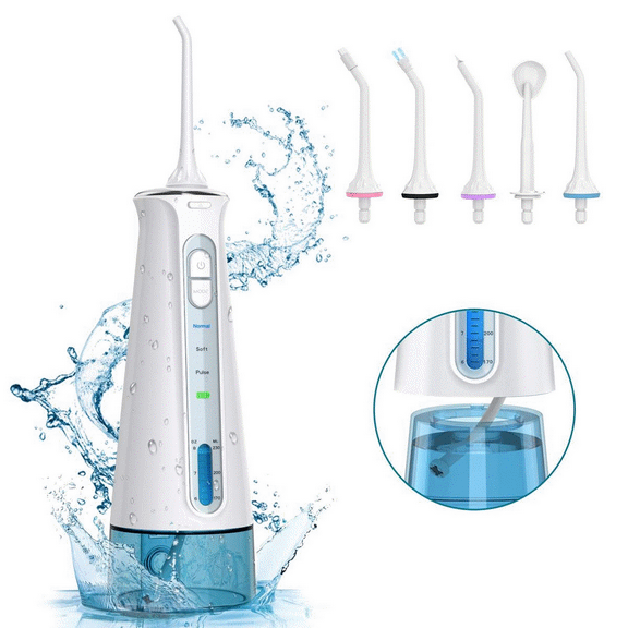 BESTOPE Water Flosser Cordless Dental Irrigator Rechargeable Teeth Cleaner Portable Oral Irrigator with IPX7 Waterproof, 3 Modes, Semi-Hidden Water Tank, 6 Interchangeable Jet Tips for Home and Trave