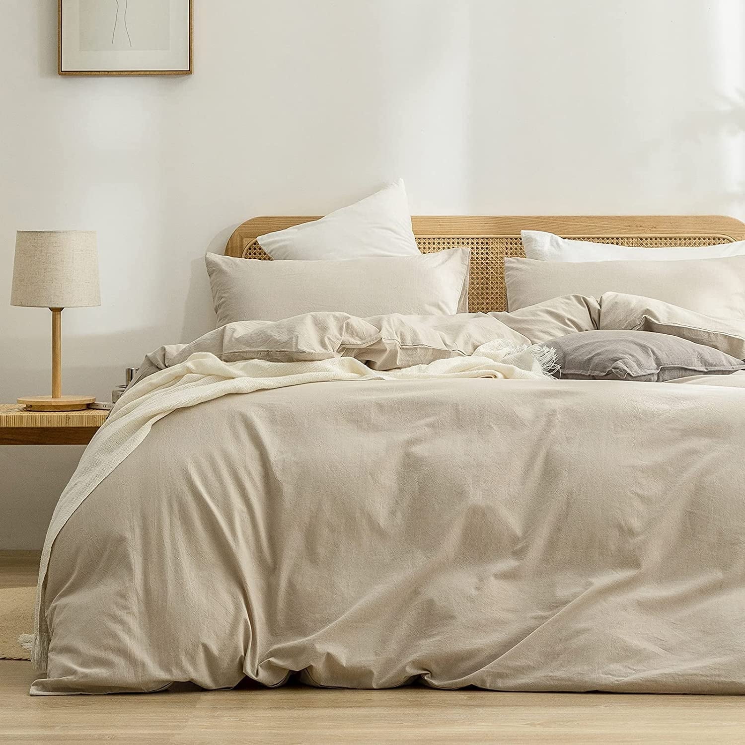 【cloud nine pure】 linen 100%  one-piece BESTOUCH 100% Washed Cotton Duvet Cover Set, Lightweight