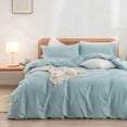 thumbnail image 1 of BESTOUCH Duvet Cover Set Full 100% Washed Cotton Linen Feel Soft Chic Lightweight 3Pcs (Hushed Green, 80"x90"), 1 of 8