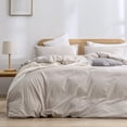 thumbnail image 1 of BESTOUCH Duvet Cover Set Cal King 100% Washed Cotton Linen Feel Soft Chic Lightweight 3Pcs (Linen Grey, 104"x98"), 1 of 8