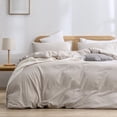 thumbnail image 1 of BESTOUCH Duvet Cover Set Oversized King 100% Washed Cotton Linen Feel Soft Chic Lightweight 3Pcs (Linen Grey, 120"x98"), 1 of 8