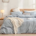 thumbnail image 1 of BESTOUCH Duvet Cover Set Cal King 100% Washed Cotton Linen Feel Comfortable Soft Lightweight 3 Pcs Cornflower Blue, 1 of 8