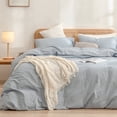 thumbnail image 1 of BESTOUCH Duvet Cover Set Cal King 100% Washed Cotton Linen Feel Soft Chic Lightweight 3Pcs (Cornflower Blue, 104"x98"), 1 of 8