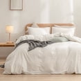 thumbnail image 1 of BESTOUCH Duvet Cover Set Full 100% Washed Cotton Linen Feel Soft Chic Lightweight 3Pcs (Off White, 80"x90"), 1 of 8