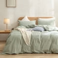 thumbnail image 1 of BESTOUCH Duvet Cover Set Cal King 100% Washed Cotton Linen Feel Soft Chic Lightweight 3Pcs (Sage Green, 104"x98"), 1 of 7