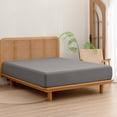 thumbnail image 1 of BESTOUCH Fitted Sheet Only 100% Washed Cotton Linen Feel Easily Fits Deep Pockets up to 17 inch Solid Dark Grey King, 1 of 6