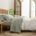 thumbnail image 1 of BESTOUCH Sheet Set 100% Washed Cotton Linen Feel Super Soft Comfortable Chic Lightweight 3 Pcs Home Bedding Set Sage Green Twin, 1 of 4