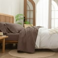 thumbnail image 1 of BESTOUCH Sheet Set 100% Washed Cotton Linen Feel Super Soft Comfortable Chic Lightweight 4 Pcs Home Bedding Set Pine Bark Brown Queen, 1 of 5