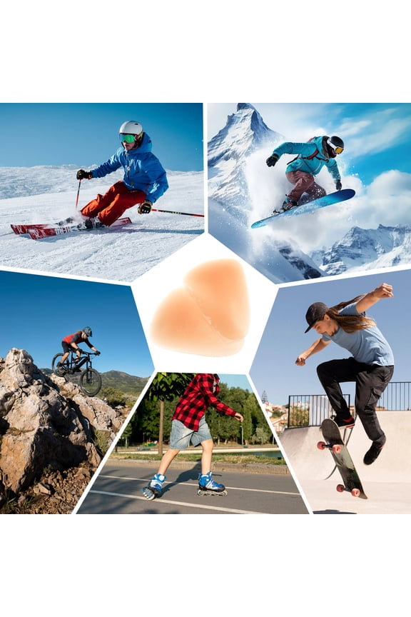 1Pair Durable Silicone Adhesive Knee Pads for Snowboard and Ice Skating with Thick Cushioning