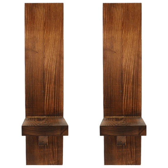BESTOYARD Coffee Colored Rustic Wooden Wall Candle Sconce for Home Decor 1Pair