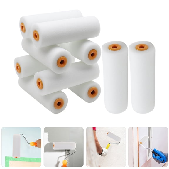 BESTOYARD 10Pcs Small Paint Roller Sleeves White Sponge Material for House Painting