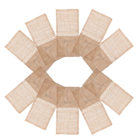 BESTOYARD 10 Pcs Burlap Silverware Pouches Fork Spoon Holder for Holiday Celebration