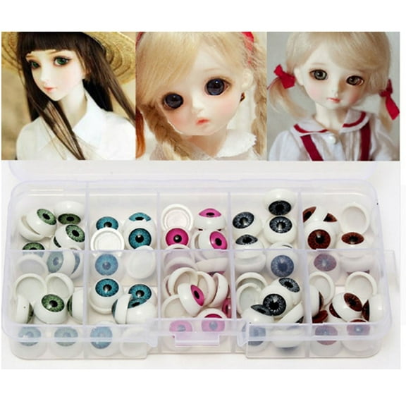 BESTOYARD 100 Pcs Half Round Eyeballs Doll Eyeballs Assorted Color DIY Art Project Festival