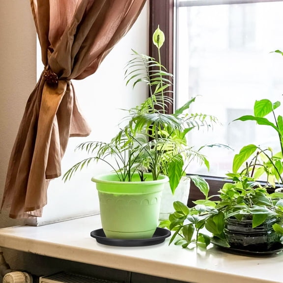 BESTOYARD 10Pcs Round Plastic Plant Pot Trays Black for Gardening Flowerpot Base