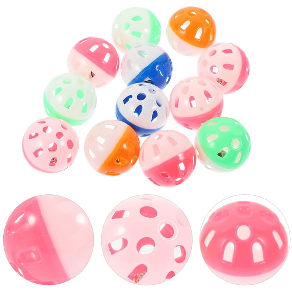 BESTOYARD 12Pcs Durable Plastic Bell Balls for Parrot Chewing and Claw Grinding