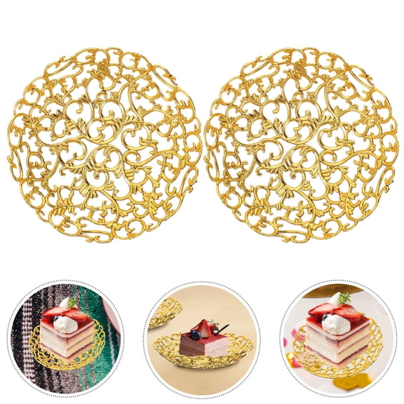 BESTOYARD 12Pcs Ramadan Candy Tray Golden Plastic Serving Tray for Eid Party Table