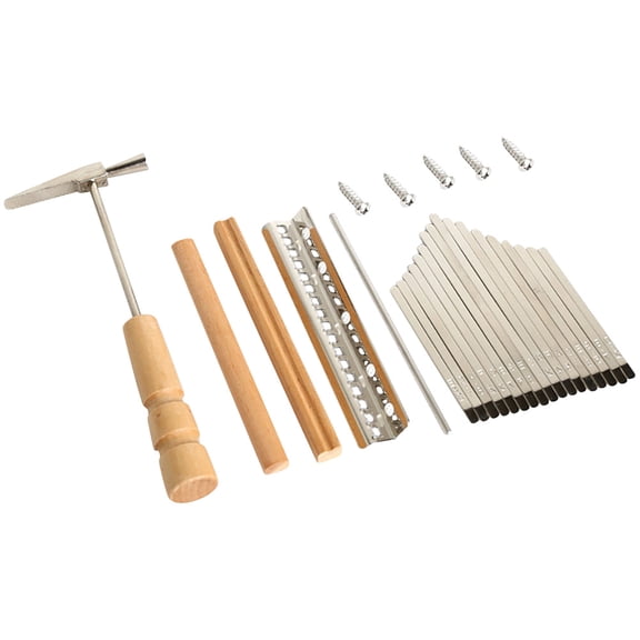 BESTOYARD 1Set Kalimba 17 Keys Replacement Kit with Metal Keys Saddle and Tuning Hammer for DIY Assembly