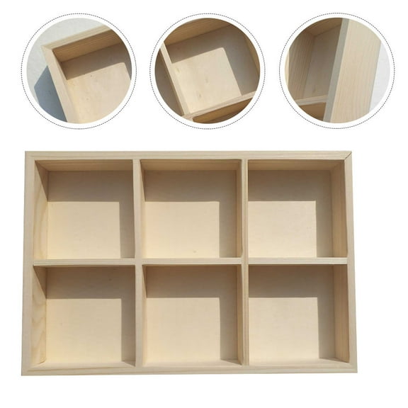 BESTOYARD Grid Storage Box Wooden 6-Grid Pigment Storage Box Synthetic Material 1Set