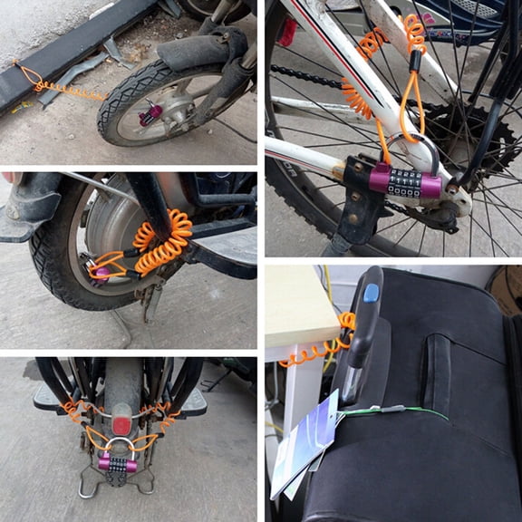 BESTOYARD Disc Lock Cable for Motorcycle and Bicycle Orange Lightweight Coiled Wire